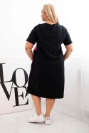 Sukienka damska bawełniana Plus Size z gwiazdami czarny + różowy