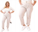 Spodnie damskie bawełniane Plus Size z paskiem beżowe