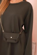Sukienka damska wiskozowa Plus Size z torebką na łańcuszku khaki