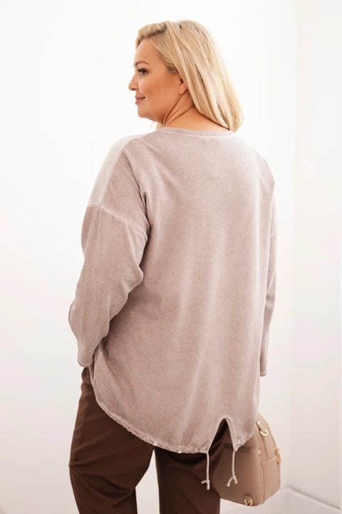 Bluza damska Plus Size bawełniana z nadrukiem serca i troczkami fango