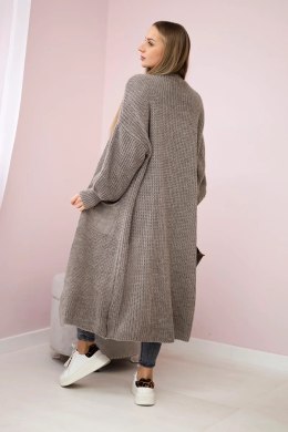 Sweter długi kardigan fango