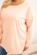 Bluzka damska Plus Size bawełniana z okrągłym dekoltem morelowa