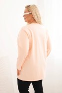Bluzka damska Plus Size z dekoltem V i długim rękawem morelowa