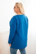 Bluzka damska Plus Size z dekoltem w łódkę chabrowa