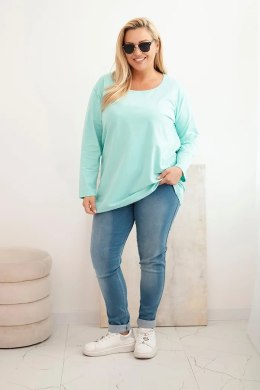 Bluzka damska Plus Size z dekoltem w łódkę miętowa
