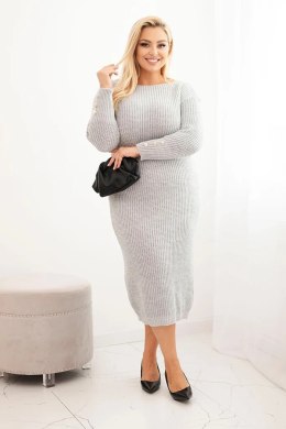 Sukienka swetrowa damska Plus Size z moherem szara