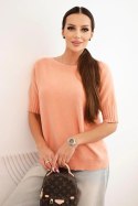 Sweter damski z wiskozy z krótkim rękawem ciemny morelowy