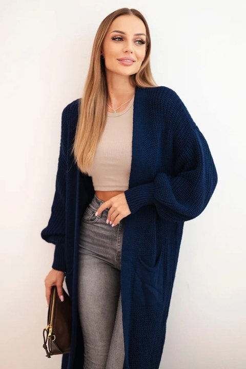 Sweter długi kardigan jasno granatowy