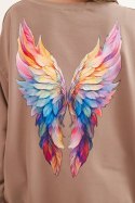 Bluza damska oversize z bawełny z kolorowymi skrzydłami na plecach fango