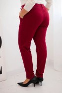 Spodnie damskie bawełniane Plus Size z elastycznym pasem bordowe