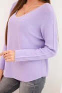Sweter damska z wiskozą z dekoltem w serek jasno fioletowy