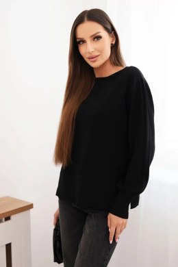Sweter damski wiskozowy z długim rękawem i rozcięciem po bokach czarny