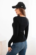 Sweter damski wiskozowy z okrągłym dekoltem i dopasowanym fasonem czarny