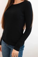 Sweter damski wiskozowy z okrągłym dekoltem i dopasowanym fasonem czarny