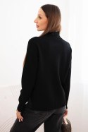 Sweter damski z półgolfem wiskozowy o luźnym kroju czarny