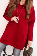 Bluza ocieplana z rozcięciami na bokach bordowa