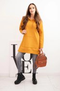 Bluza ocieplana z rozcięciami na bokach musztardowa