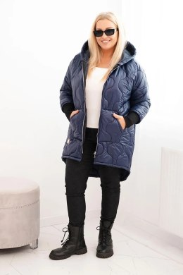 Kurtka damska Plus Size pikowana z kapturem granatowa