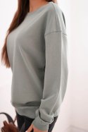Bluza damska pętelkowa bawełniana basic z okrągłym dekoltem ciemno miętowa