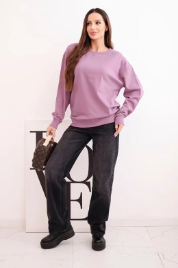 Bluza damska pętelkowa bawełniana basic z okrągłym dekoltem ciemno różowa