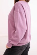 Bluza damska pętelkowa bawełniana basic z okrągłym dekoltem ciemno różowa