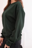 Bluza damska pętelkowa bawełniana basic z okrągłym dekoltem ciemno zielona