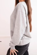 Bluza damska pętelkowa bawełniana basic z okrągłym dekoltem szara