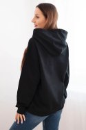 Bluza damska pętelkowa bawełniana z kapturem i kieszenią kangurką czarna
