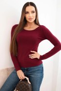 Sweter damski wiskozowy z okrągłym dekoltem i dopasowanym fasonem bordowy