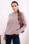 Sweter damski z baby alpaki z długim rękawem ciemny beżowy