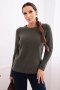 Sweter damski z baby alpaki z długim rękawem khaki