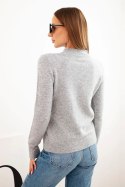 Sweter damski z półgolfem z miękkiej dzianiny szary