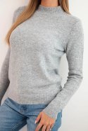 Sweter damski z półgolfem z miękkiej dzianiny szary