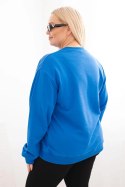 Bluza damska pętelkowa Plus Size bawełniana basic z okrągłym dekoltem chabrowa