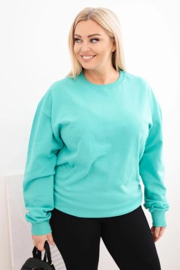 Bluza damska pętelkowa Plus Size bawełniana basic z okrągłym dekoltem ciemno miętowa