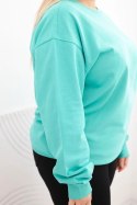 Bluza damska pętelkowa Plus Size bawełniana basic z okrągłym dekoltem ciemno miętowa