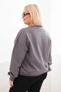 Bluza damska pętelkowa Plus Size bawełniana basic z okrągłym dekoltem grafitowa