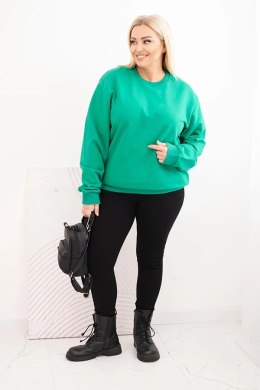 Bluza damska pętelkowa Plus Size bawełniana basic z okrągłym dekoltem jasno zielona