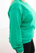 Bluza damska pętelkowa Plus Size bawełniana basic z okrągłym dekoltem jasno zielona