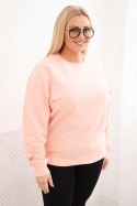 Bluza damska pętelkowa Plus Size bawełniana basic z okrągłym dekoltem łososiowa