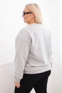 Bluza damska pętelkowa Plus Size bawełniana basic z okrągłym dekoltem szara