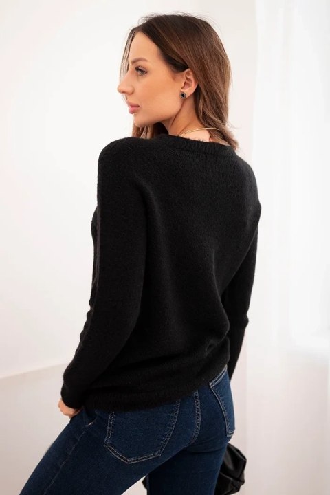 Sweter damski z baby alpaki z długim rękawem czarny