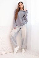Sweter damski wiskozowy asymetryczny typu nietoperz szary