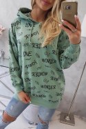 Bluza z napisami ciemno miętowa