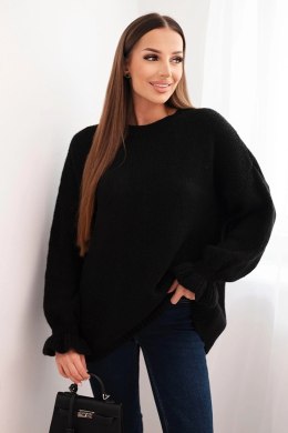 Sweter damski z dodatkiem moheru i wełny o luźnym fasonie czarny
