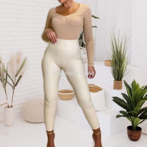 Woskowane eko skórzane legginsy push up Woskowane eko skórzane legginsy push up