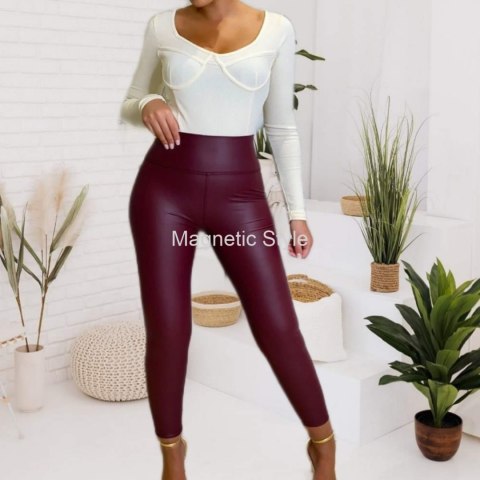 Woskowane eko skórzane legginsy push up Woskowane eko skórzane legginsy push up