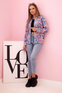 Bluza damska zapinana na zamek w kwiatowy wzór szara
