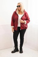 Kurtka damska Plus Size z kapturem i barankiem bordowa