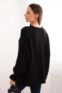 Sweter damski z dodatkiem moheru i wełny o luźnym fasonie czarny